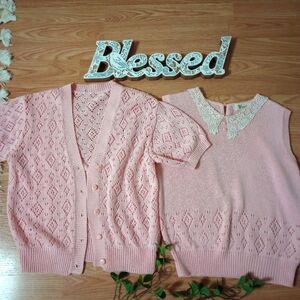 Vintage Vivamaglia 2 Piece Cardigan and Top Set Size Small